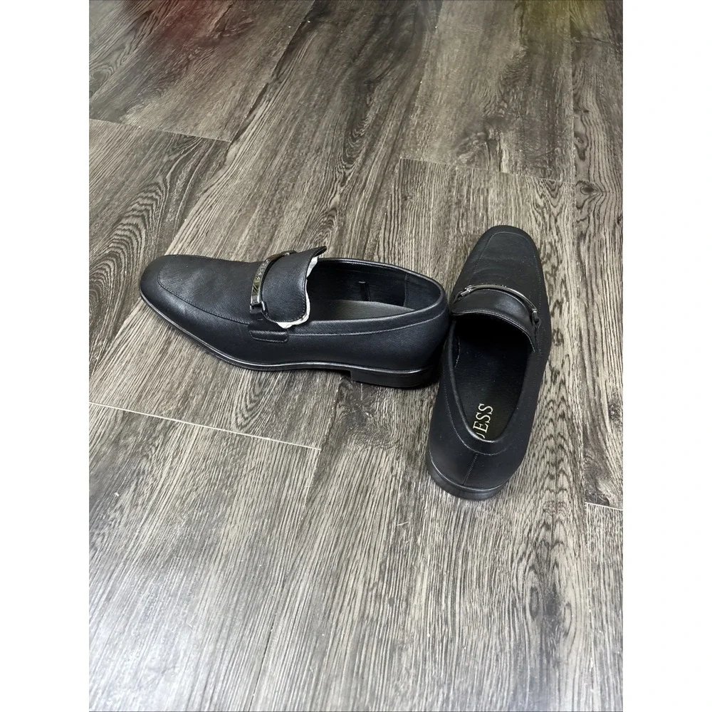 Guess Slip On Loafers Men's 10.5 Black Square Toe Dress Shoes